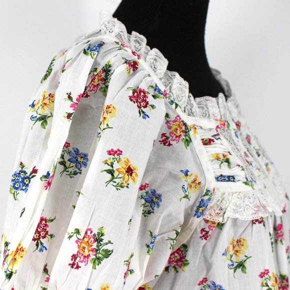 Doen Frances Top Fleurs De Jonquille White Organic Cotton Lace Trim Medium M NEW - Picture 3 of 8